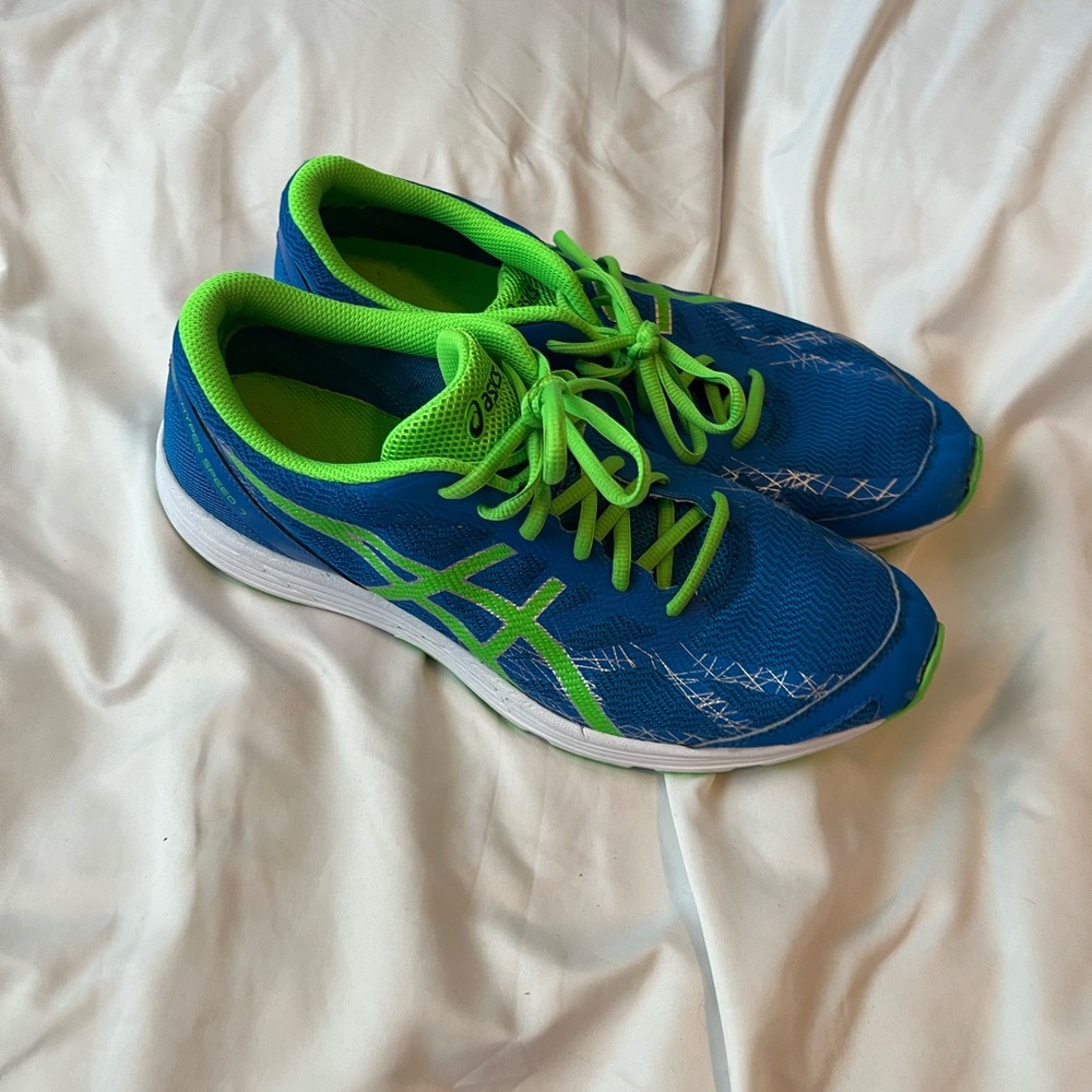 Asics Blue and Green Running Shoes